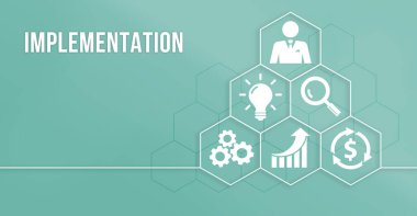 İnternet, iş, teknoloji ve ağ konsepti. ImpLEMENTATION, web teknolojisi konsepti.  