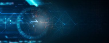 Soyut fütüristik, koyu mavi arka planda çokgen şekilli teknoloji. Dijital teknoloji konsepti tasarla. 3d illüstrasyon