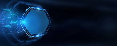 İş, teknoloji, internet ve sanal gerçeklik kavramı - sanal ekrandaki düğme. 3B illüstrasyon.