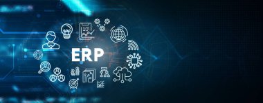 İş, Teknoloji, İnternet ve ağ konsepti. Girişim kaynak planlaması ERP kavramı. 
