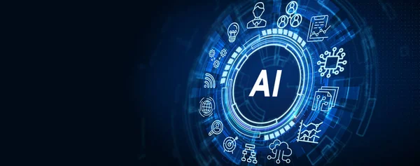 Yapay zeka ve yapay zeka kavramı. İş, modern teknoloji, İnternet ve ağ kurma kavramı. 