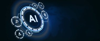 Yapay zeka ve yapay zeka kavramı. İş, modern teknoloji, İnternet ve ağ kurma kavramı. 