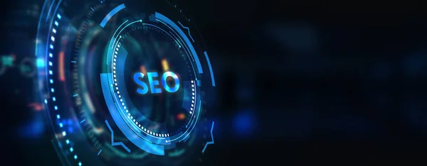 Üzleti Technológiai Internet Hálózati Koncepció Seo Search Engine Optimalizálás Marketing — Stock Fotó