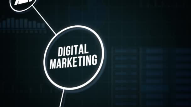 Internet Biznes Technologia Koncepcja Sieci Koncepcja Strategii Marketingu Cyfrowego — Wideo stockowe