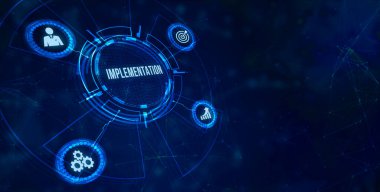 İnternet, iş, teknoloji ve ağ konsepti. ImpLEMENTATION, web teknolojisi konsepti.  
