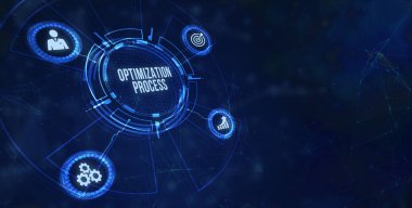 İnternet, iş, teknoloji ve ağ konsepti. Optimizasyon Yazılım Teknolojisi Süreç Sistemi İş Konsepti