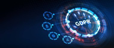 İş, Teknoloji, İnternet ve ağ konsepti. GDPR Genel Veri Koruma Yönetmeliği. 3d illüstrasyon