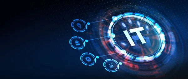 Bilgi teknolojisiyle ilgili etiket bulutu sunan bilişim danışmanı. 3B illüstrasyon