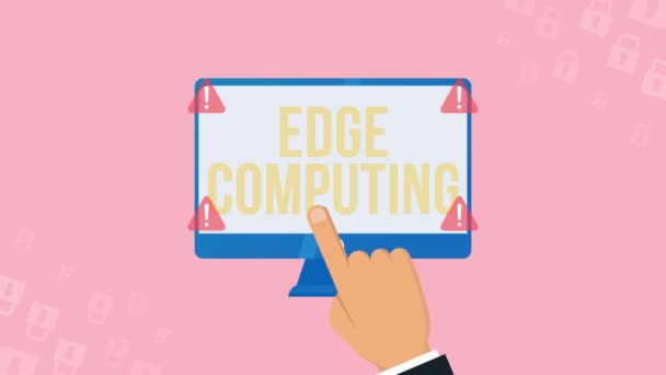 インターネット ビジネス テクノロジー ネットワークの概念 仮想画面上のエッジコンピューティング現代のIt技術 — ストック動画