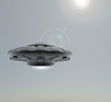 3D render Ufo.The uzay gökyüzü