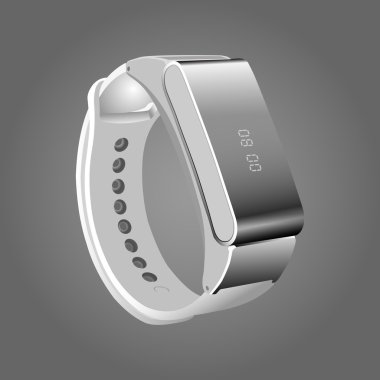 Dikkat et. Elektronik saat gri bir arka plan üzerinde. Eps10