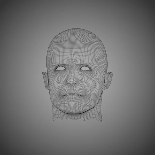 Conceito vetorial ou conceitual 3D wireframe humano macho ou homem cabeça isolada em fundo cinza. EPS10 — Vetor de Stock