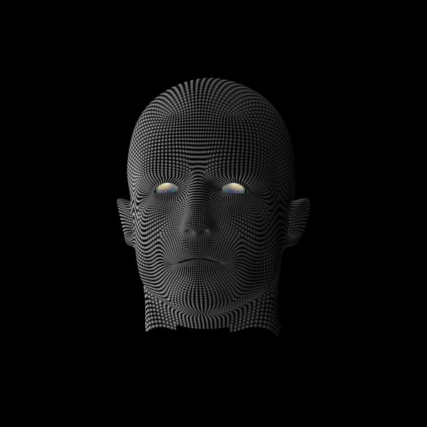 Vektorové koncepce nebo koncepční 3d drátový model lidské muž muž hlavu nebo izolované na černém pozadí. Eps0 — Stockový vektor