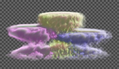 Şeffaf bir arkaplanda çok renkli yoğun bulut. Fantezi arkaplan.