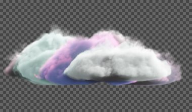 Şeffaf bir arkaplanda çok renkli yoğun bulut. Fantezi arkaplan.