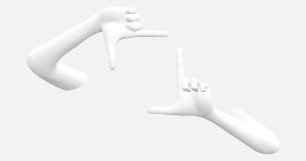 Eps10 Handen Positie Symboliserend Een Frame Tegen Een Witte Muur — Stockvector