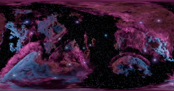 3Dレンダリング 星雲や星を背景にした空間 環境360 Hdriマップ 等角投影 球面パノラマ — ストック写真