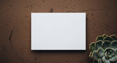 Duvarda fotokopi alanı olan boş bir beyaz kart var. 3d oluşturma