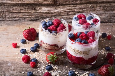 Yoğurtlu yulaf ezmesi, böğürtlen, ahududu ve çilek