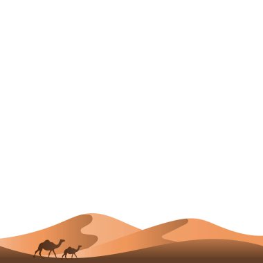 Çöl illüstrasyonunda İslami Deve