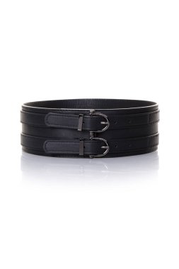 Women's leather black belt on a white background clipart