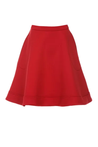 Kırmızı neoprene mini etek beyaz arkaplanda izole