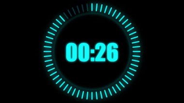 Eksiksiz döngü 30 saniyelik dijital geri sayım zamanlayıcısı video birleşimi için animasyon oluşturur