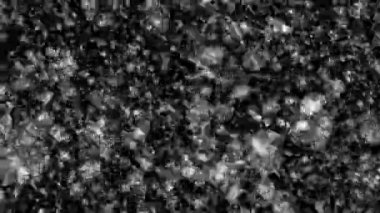 Soyut animasyon, düşen kar parçacığı hareket döngüsü oluşturur. Dinamik dijital bokeh arka planı kusursuz görsel doku sağlıyor. Kış sezonu tasarımı için sinematik grafik efekt.