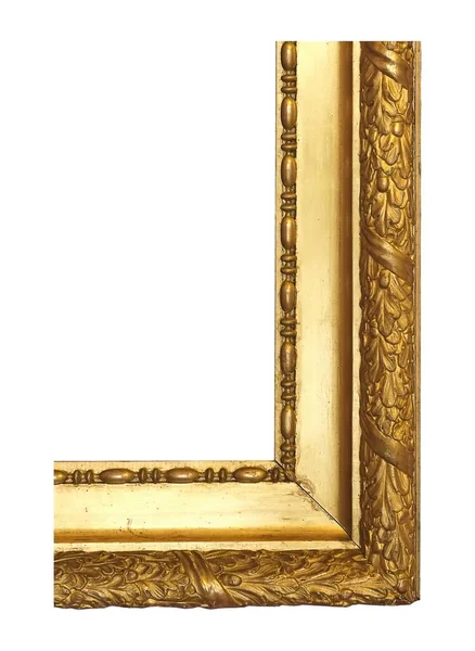 Parte Moldura Dourada Para Pinturas Espelhos Foto Isolada Fundo Branco — Fotografia de Stock