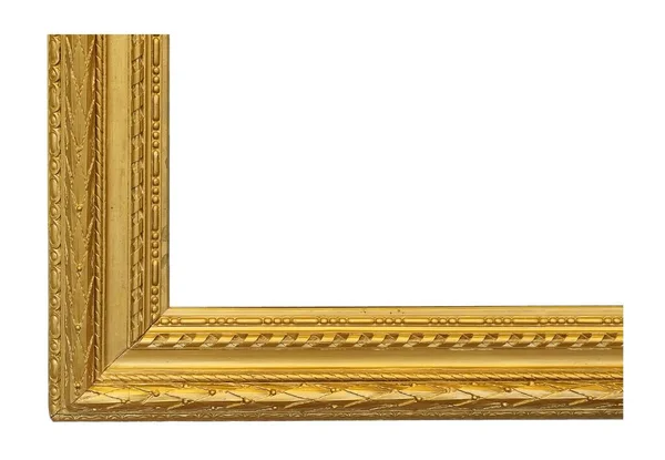 在白色背景下隔离的用于绘画 镜子或照片的金色框架的一部分 — 图库照片