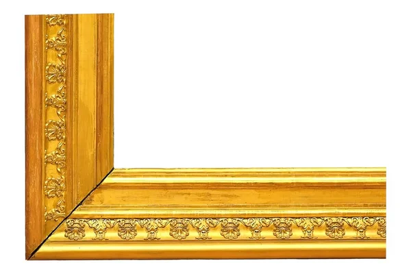 Μέρος Του Χρυσού Πλαισίου Για Πίνακες Καθρέφτες Φωτογραφία Που Απομονώνονται — Φωτογραφία Αρχείου