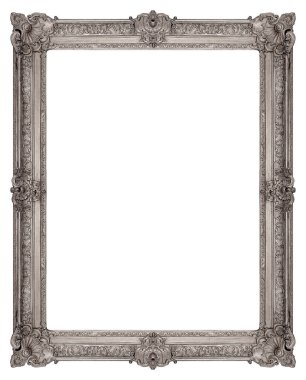 Beyaz arka planda izole edilmiş resimler, aynalar ya da fotoğraf için gümüş çerçeve. Kırpma yolu ile tasarım ögesi