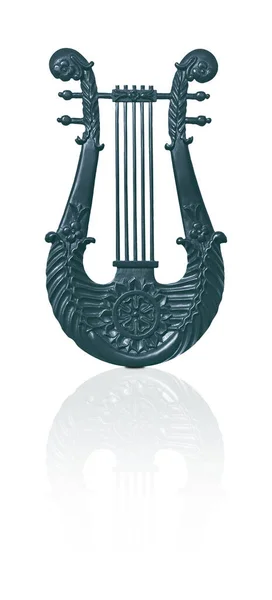 Bronze Harp Isolated White Background Design Element Clipping Path — Stock Photo, Image