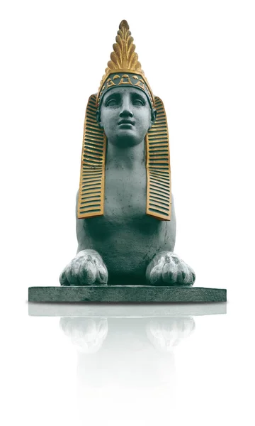 Esfinge Mujer Bronce Con Corona Dorada Estilo Egipcio Elemento Diseño — Foto de Stock