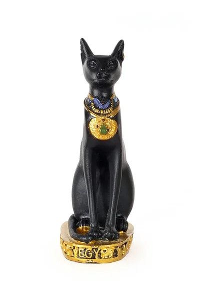 Recuerdo Egipto Diosa Bastet Forma Gato Negro Aislado Sobre Fondo — Foto de Stock