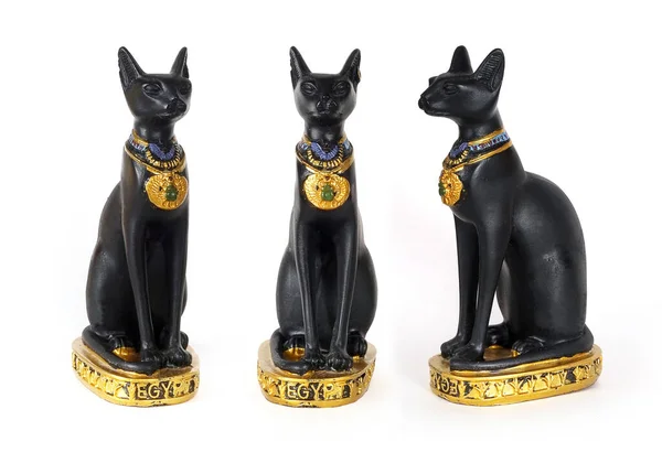 Recuerdo Egipto Diosa Bastet Forma Gato Negro Aislado Sobre Fondo — Foto de Stock