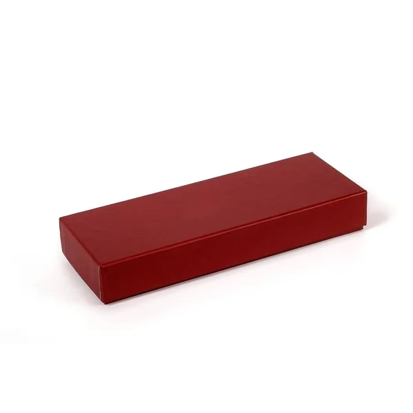 Красная Коробка Подарок Изолированы Белом Фоне — стоковое фото