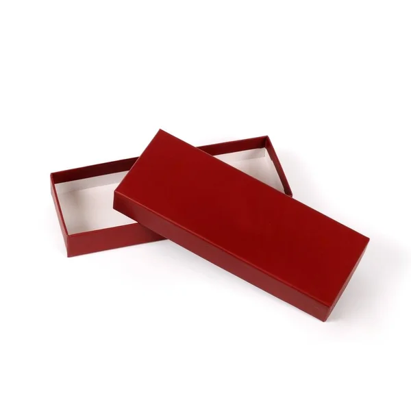 Czerwone Pudełka Białym Tle — Zdjęcie stockowe