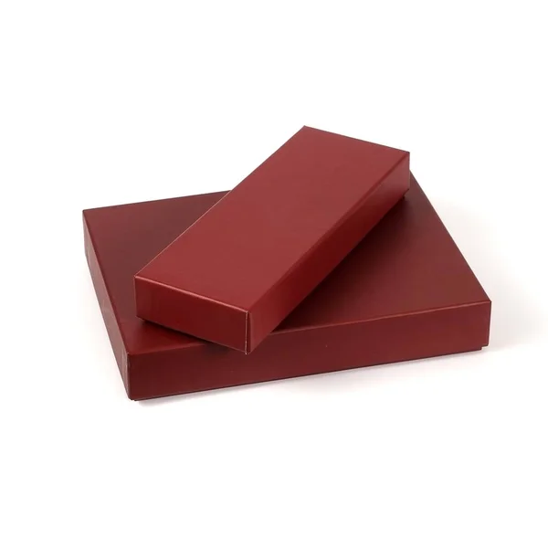 Κόκκινα Κουτιά Δώρων Που Απομονώνονται Λευκό Φόντο — Φωτογραφία Αρχείου