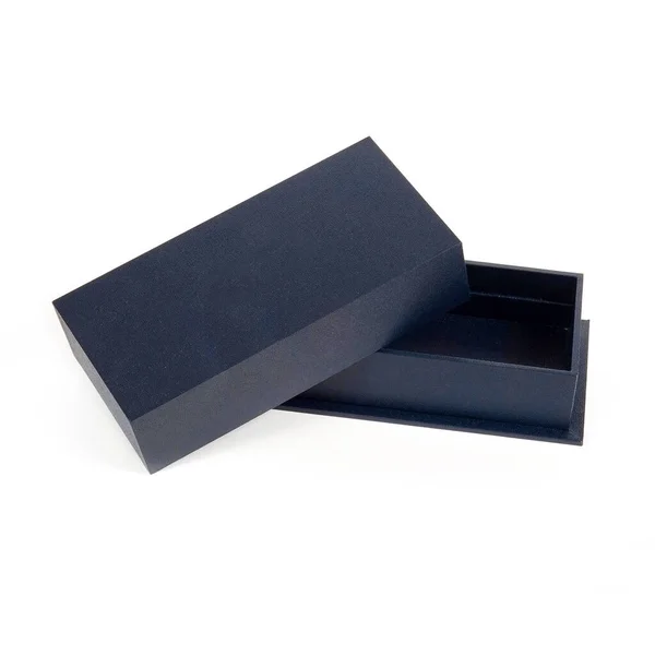 Синий Подарок Коробка Изолированы Белом Фоне — стоковое фото