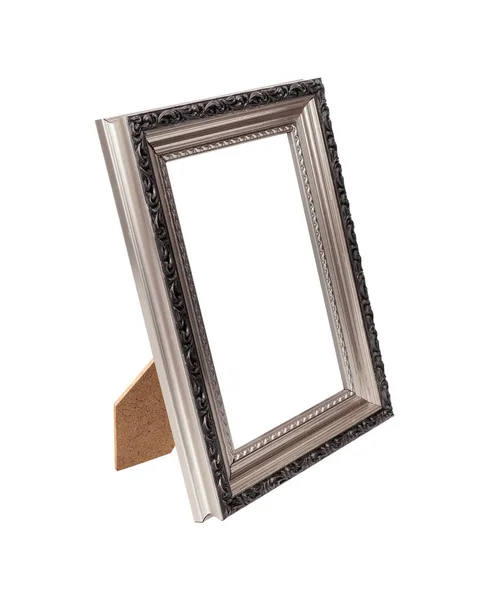 Stříbrný Rám Pro Malby Zrcadla Nebo Fotografii Perspektivním Pohledu Izolovaný — Stock fotografie