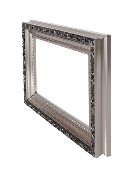 Moldura Prata Para Pinturas Espelhos Foto Perspectiva Vista Isolada Sobre — Fotografia de Stock