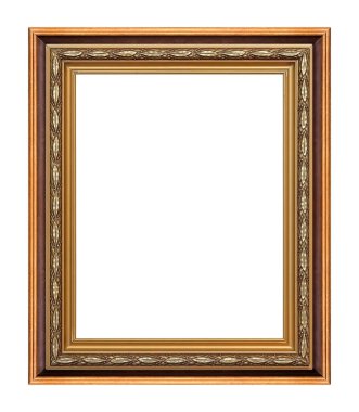 Tablolar, aynalar veya beyaz arkaplanda izole edilmiş fotoğraf için ahşap çerçeve