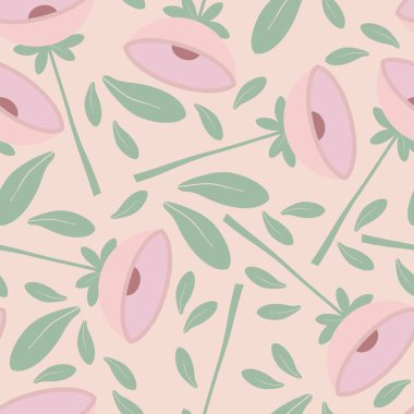 Çiçekler ve yapraklarla modern kusursuz desen (gelincikler))