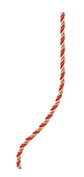 Seide Rot Und Gold Seil Isoliert Auf Weißem Hintergrund — Stockfoto