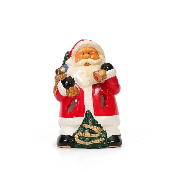 Cerâmica Papai Noel Isolado Fundo Branco — Fotografia de Stock