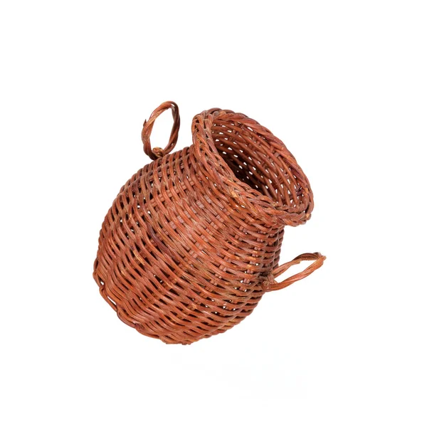 Handmade Wicker Basket Isolated White Background — Stock Photo, Image