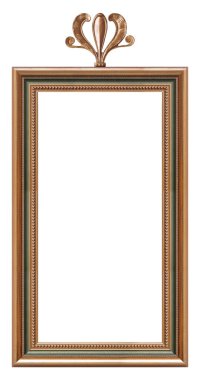 Beyaz arkaplanda izole edilmiş resimler, aynalar veya fotoğraf için panoramik altın çerçeve