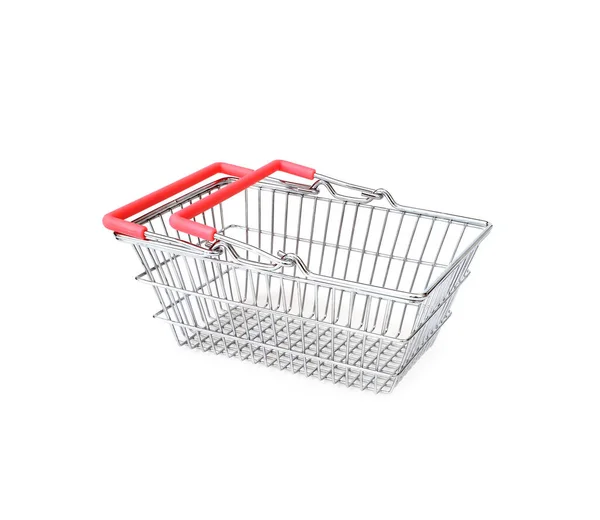 Cesta Compras Clássico Isolado Fundo Branco — Fotografia de Stock