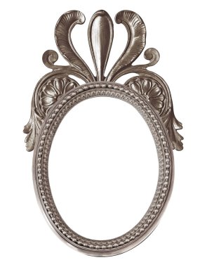 Beyaz arka planda izole edilmiş resimler, aynalar veya fotoğraf için panoramik gümüş çerçeve. Kırpma yolu ile tasarım ögesi